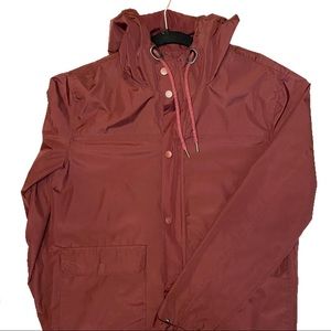 Maroon Forever 21 Hooded Utility Military Jacket